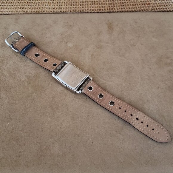 Vtg Coach Tank Watch Swiss Quartz Stainless Water Resistant Signature “C” Band - Picture 3 of 16